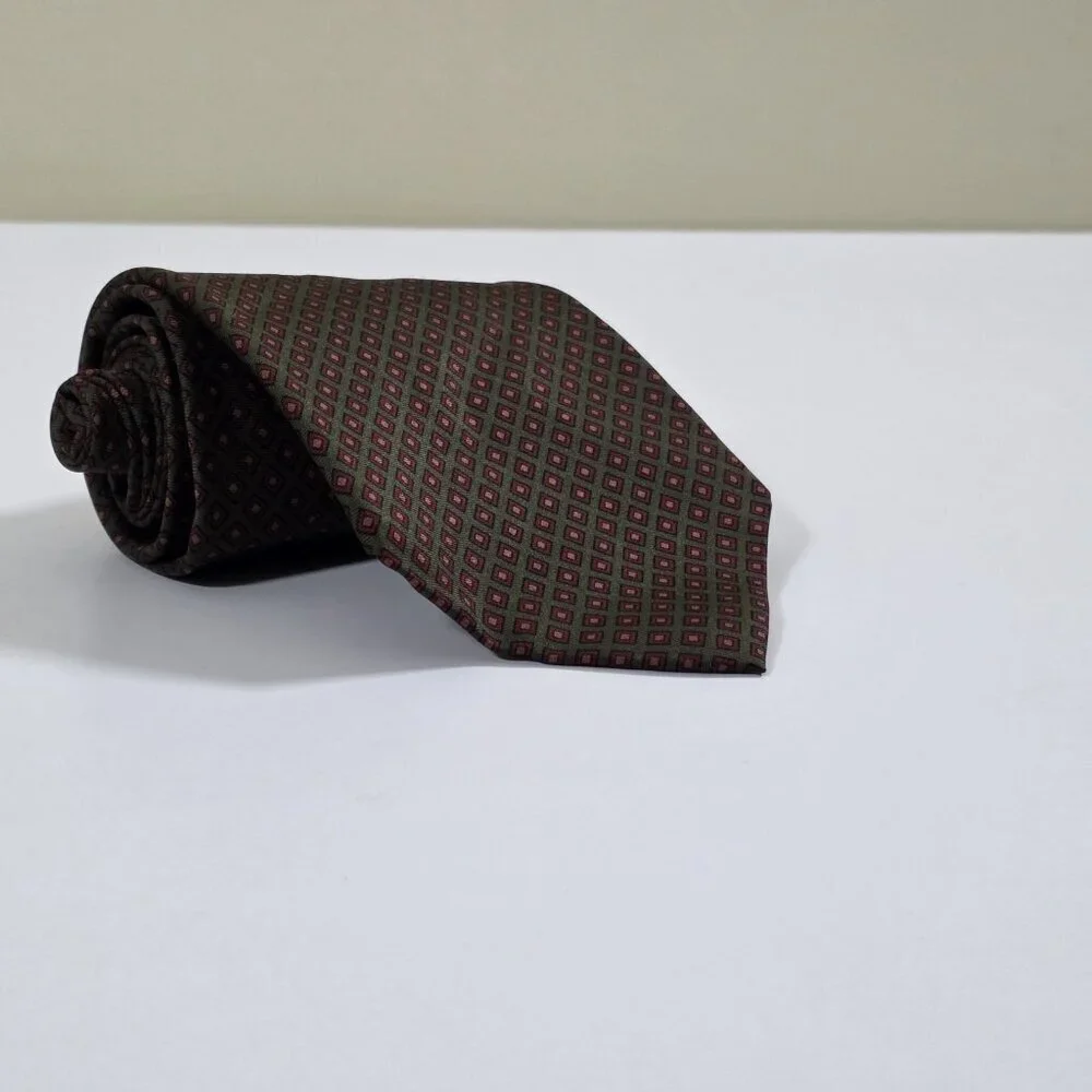 Polo Ralph Lauren Silk Tie Geo Print Preppy Office Hand Finished USA W 4